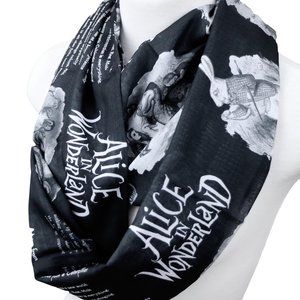 Alice in Wonderland scarf with illustrations Lewis Carroll womens book scarf her